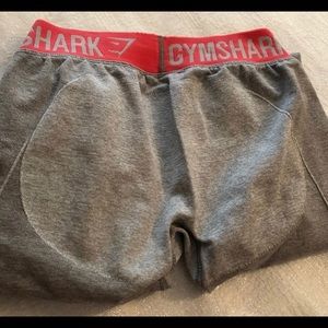 Gym shark leggings grey with red trim
